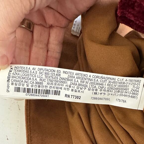 Zara Rust Brown Faux Suede Laser Cut Scalloped Hem Skirt L - Picture 10 of 13